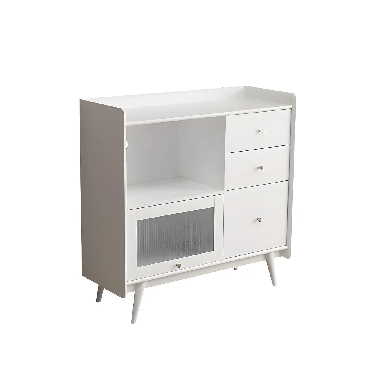 Buffet moderne à 3 tiroirs avec portes vitrées noires