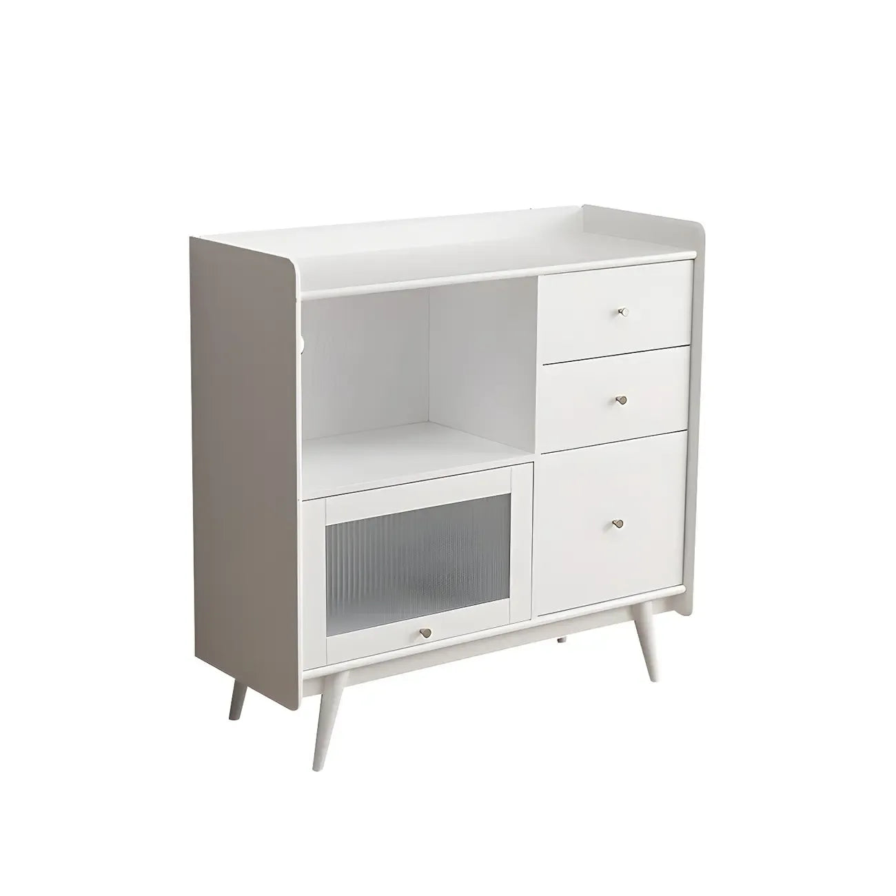 Buffet moderne à 3 tiroirs avec portes vitrées noires