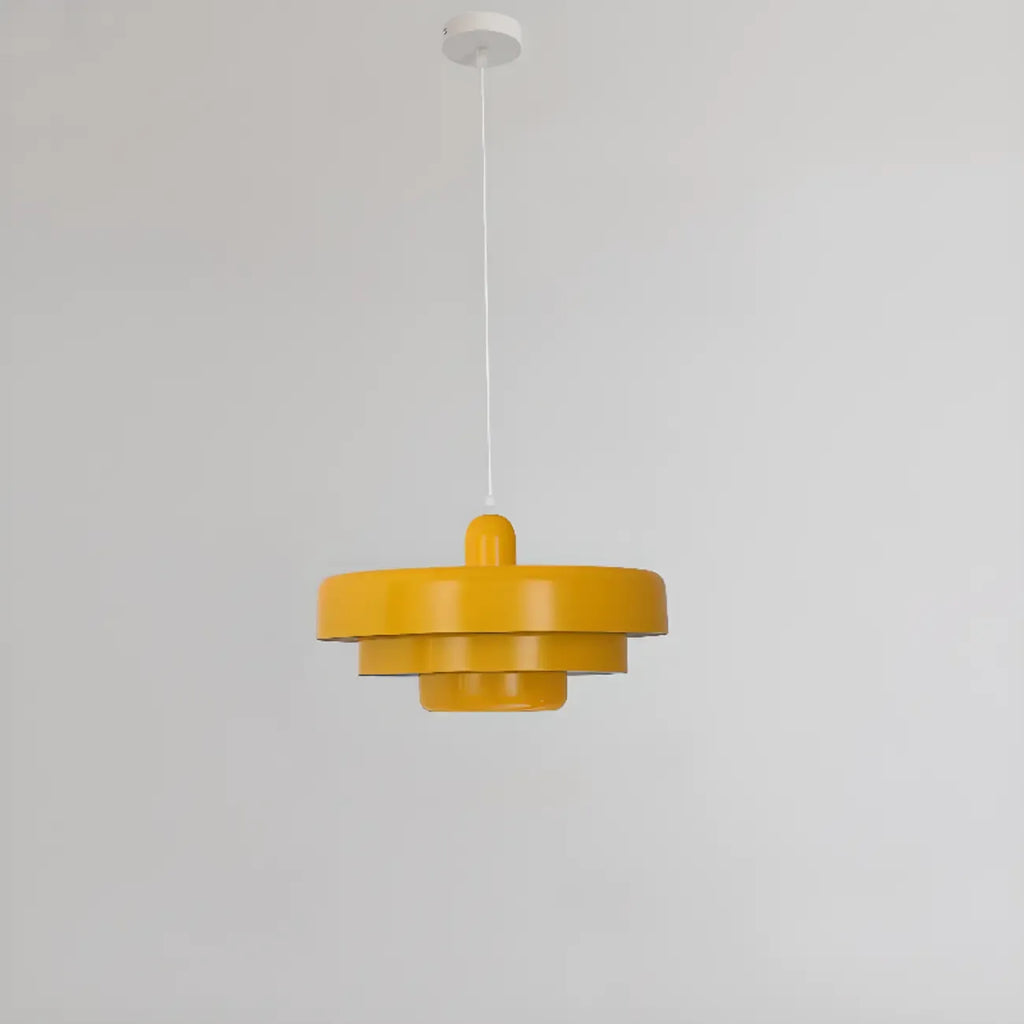 Suspension design en fer blanc à étages pour salon