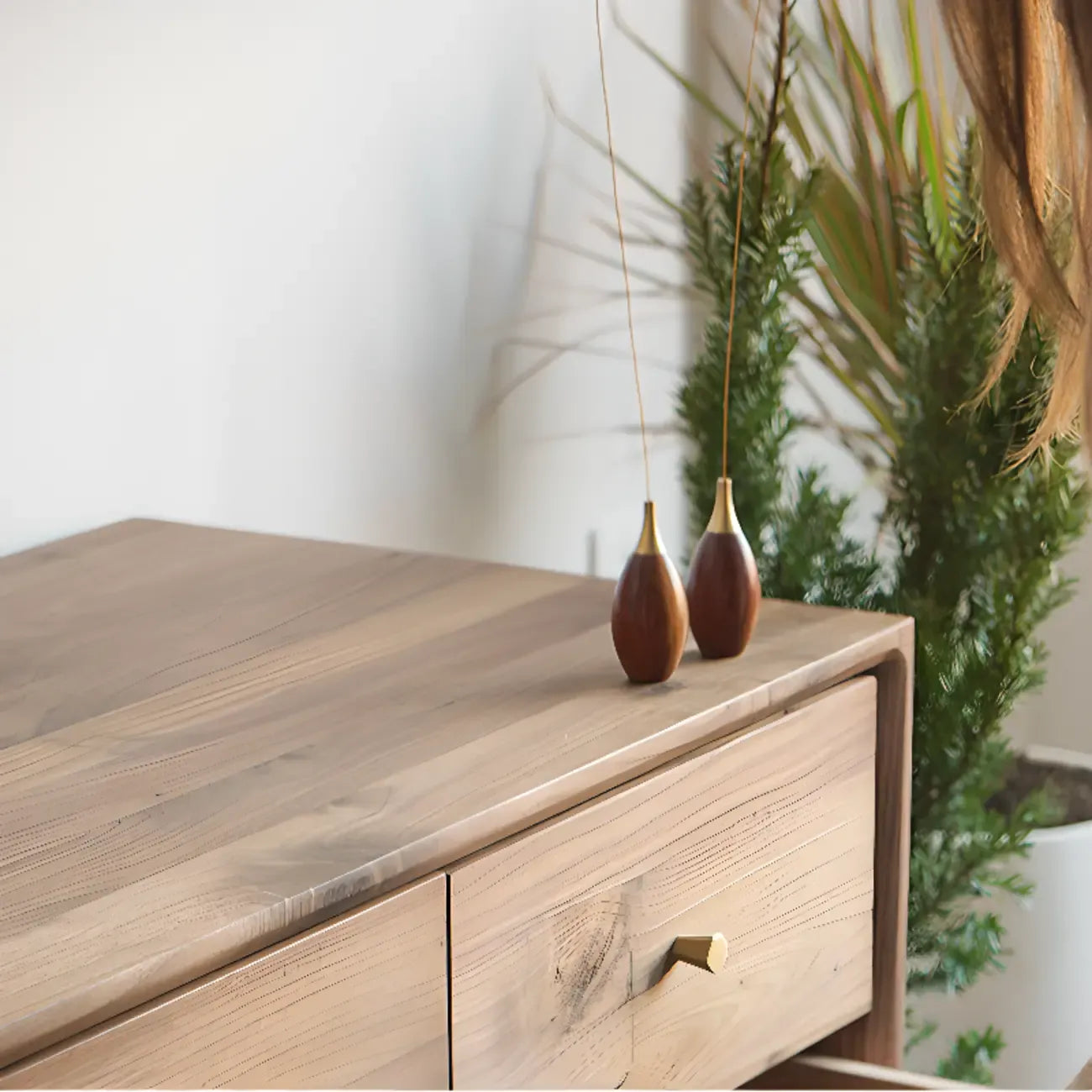 Commode double élégante en bois de cerisier avec 5 tiroirs pour chambre à coucher