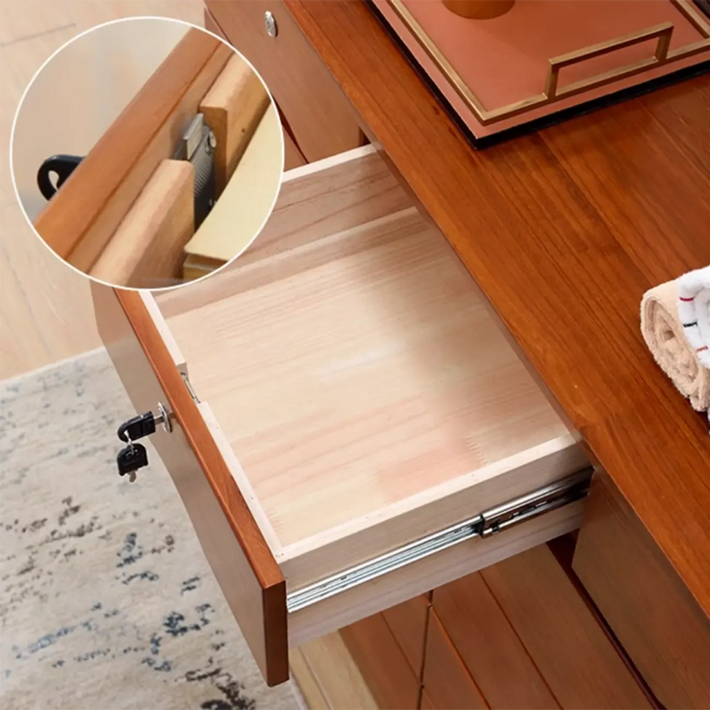 Commode double en bois naturel avec tiroir verrouillable