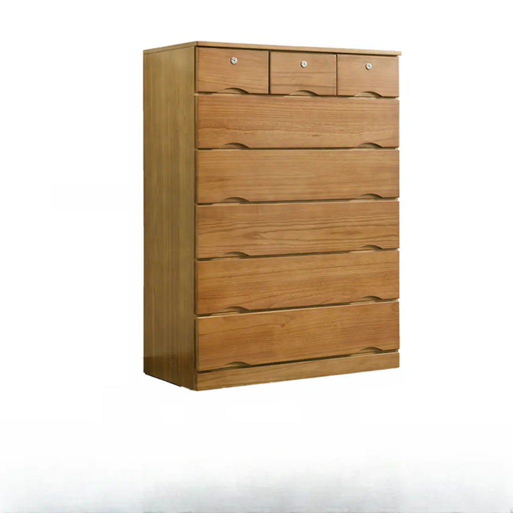 Commode double en bois naturel avec tiroir verrouillable