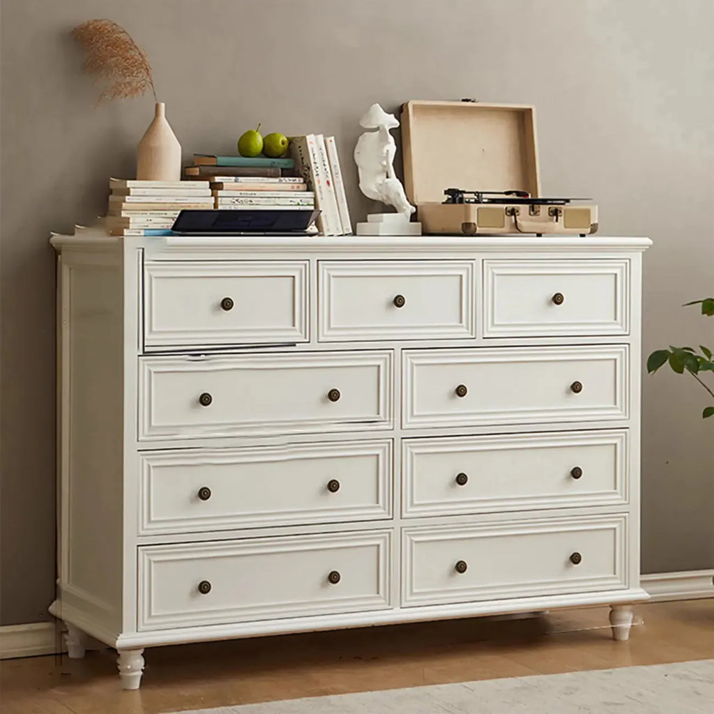 Commode traditionnelle à 6 tiroirs en bois blanc
