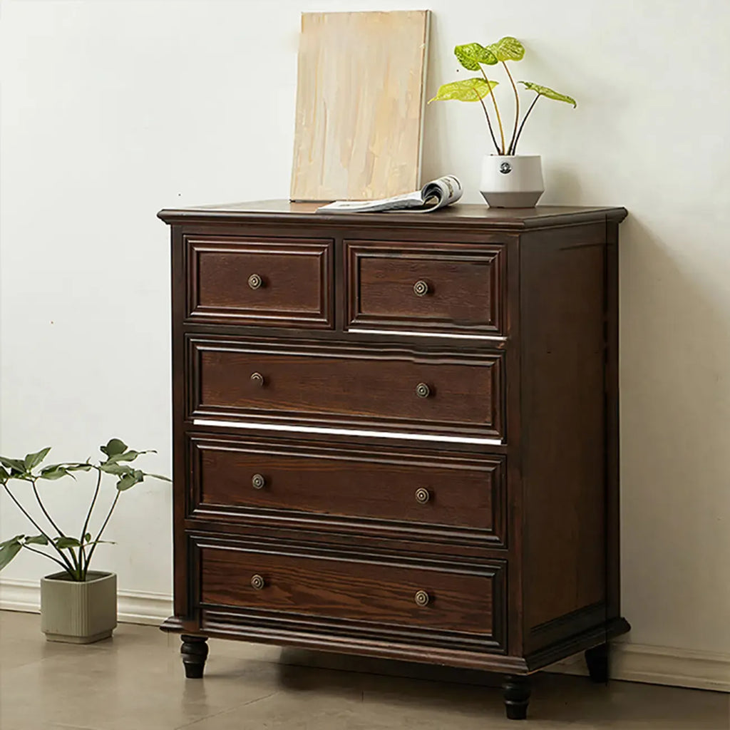 Commode traditionnelle à 6 tiroirs en bois blanc