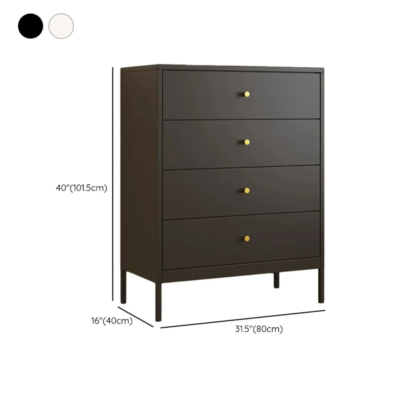 Commode double traditionnelle en acier brillant pour chambre à coucher
