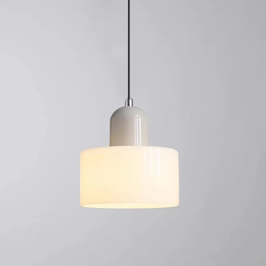 Suspension moderne crème avec abat-jour en verre pour chambre