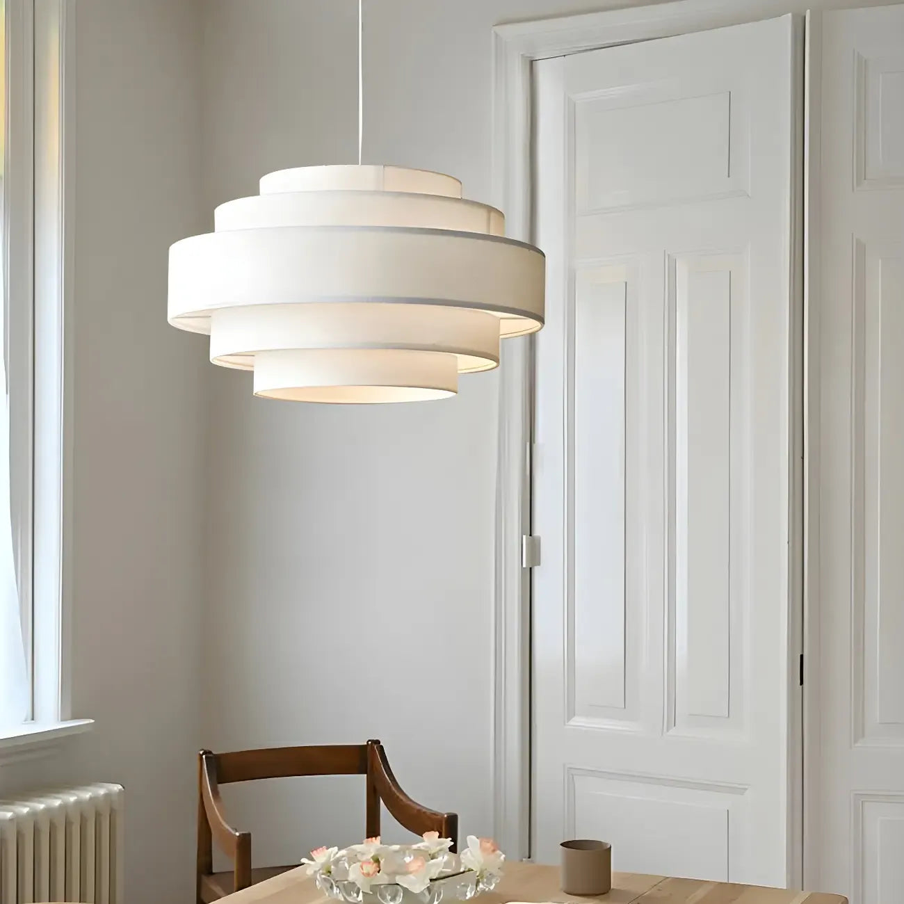 Lustre tambour moderne en tissu à 3 lumières pour salle à manger