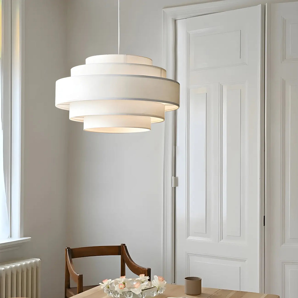Lustre tambour moderne en tissu à 3 lumières pour salle à manger