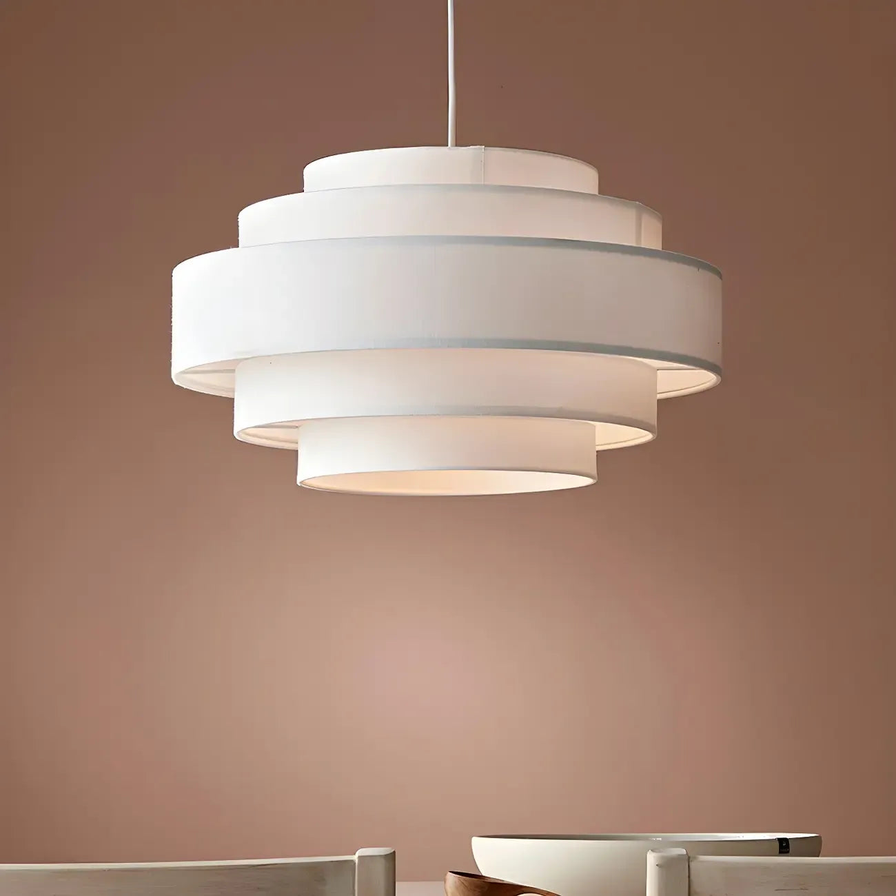 Lustre tambour moderne en tissu à 3 lumières pour salle à manger