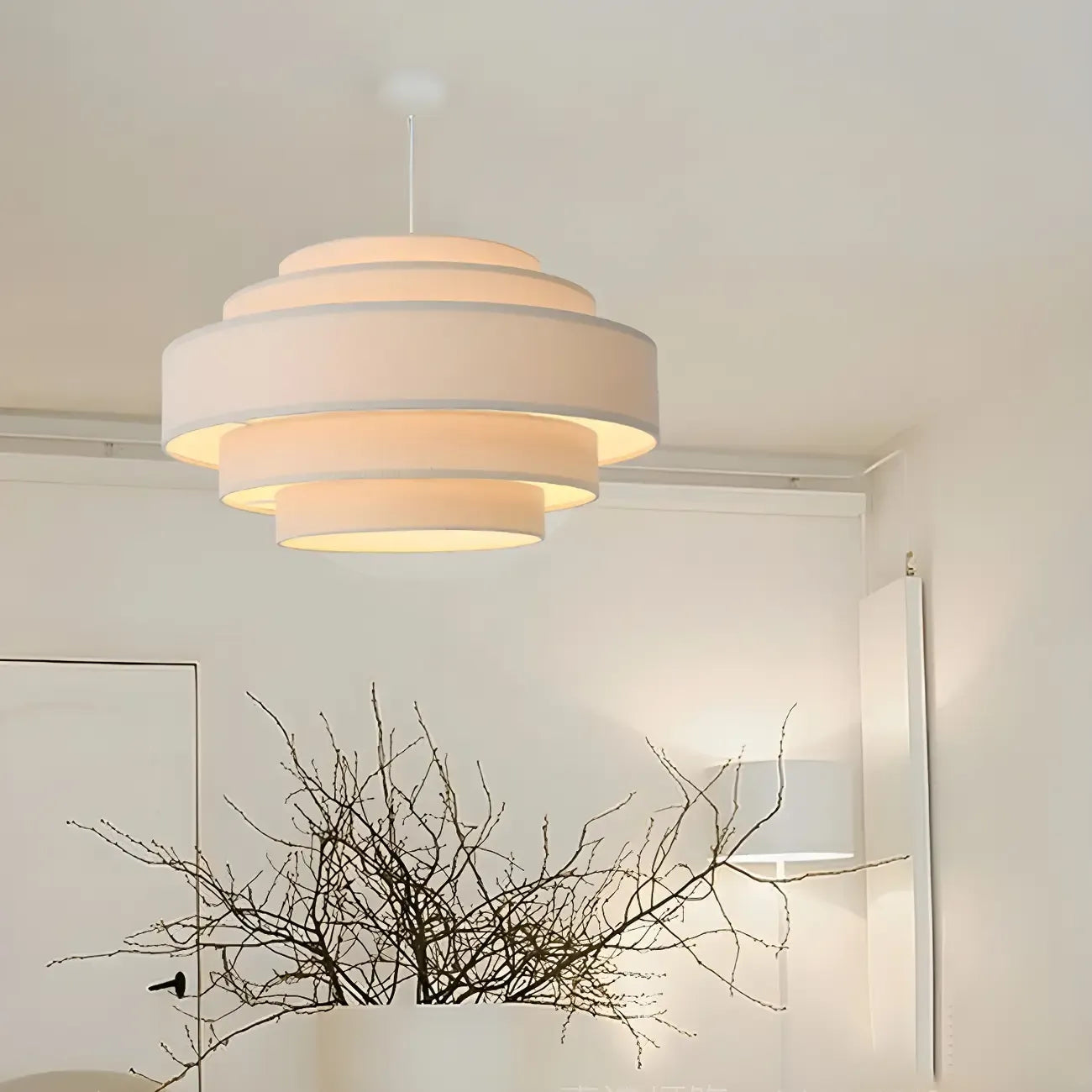 Lustre tambour moderne en tissu à 3 lumières pour salle à manger