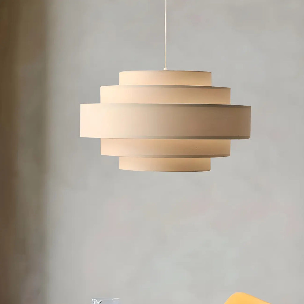 Lustre tambour moderne en tissu à 3 lumières pour salle à manger
