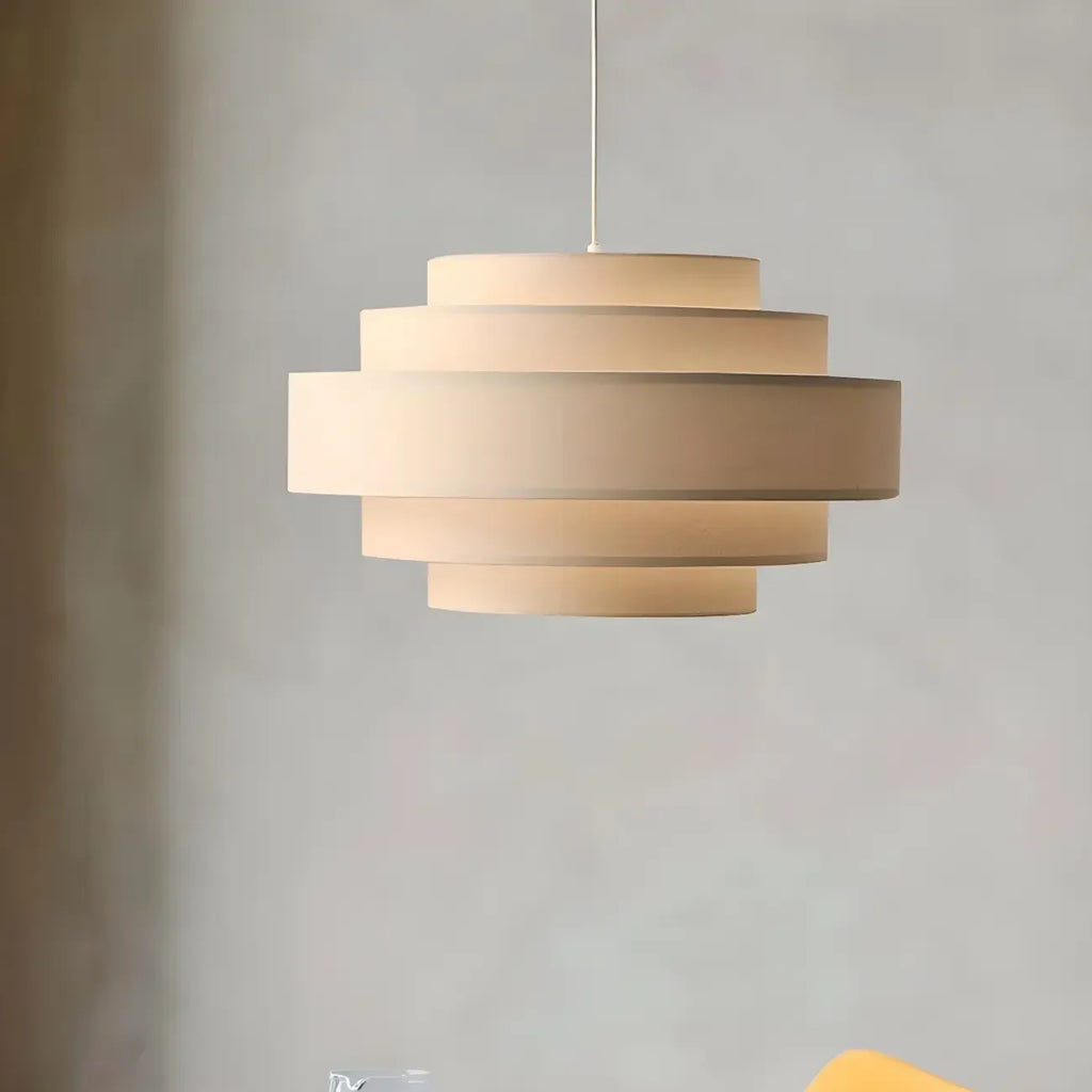 Lustre tambour moderne en tissu à 3 lumières pour salle à manger