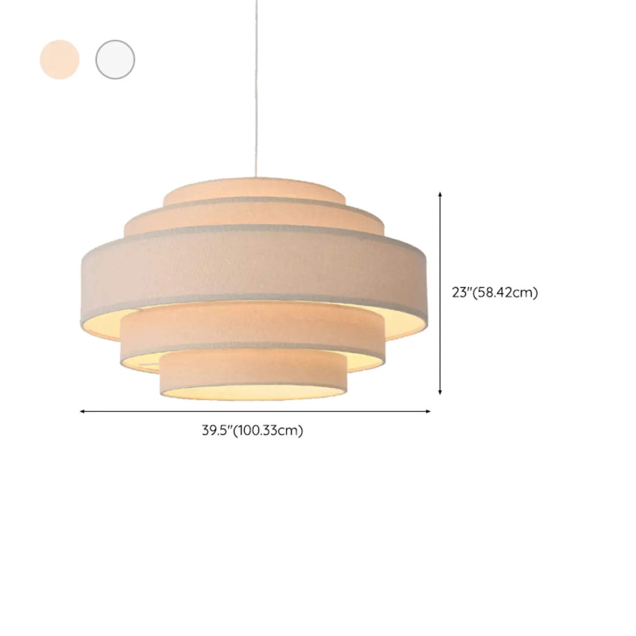Lustre tambour moderne en tissu à 3 lumières pour salle à manger