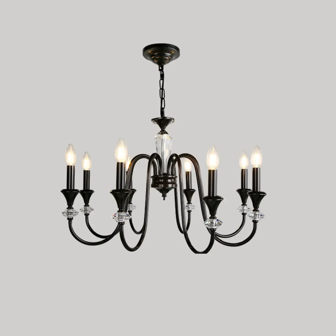 Lustre vintage en fer noir réglable pour salon
