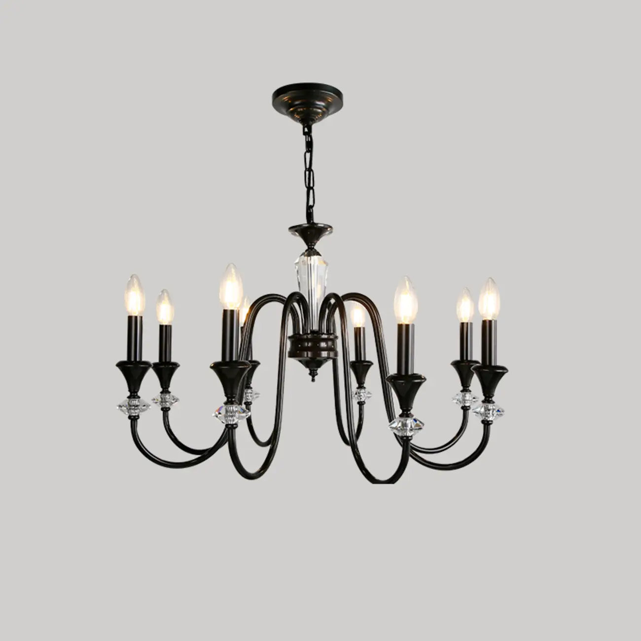 Lustre vintage en fer noir réglable pour salon