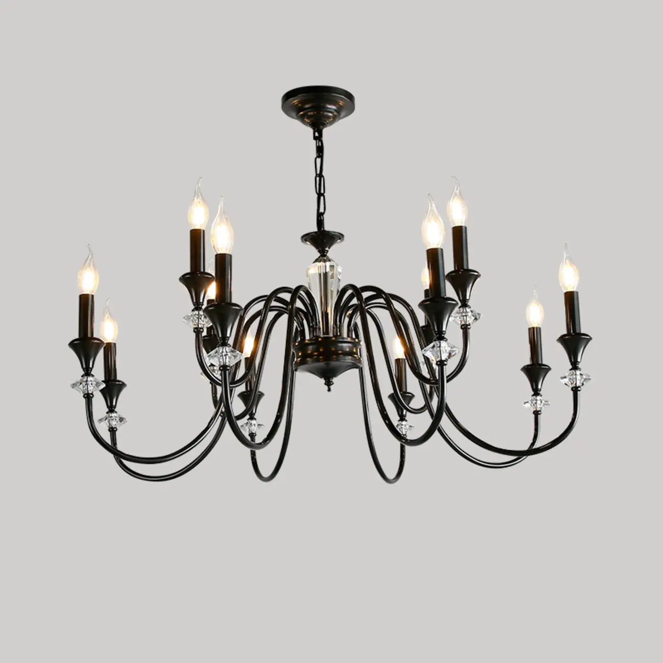 Lustre vintage en fer noir réglable pour salon