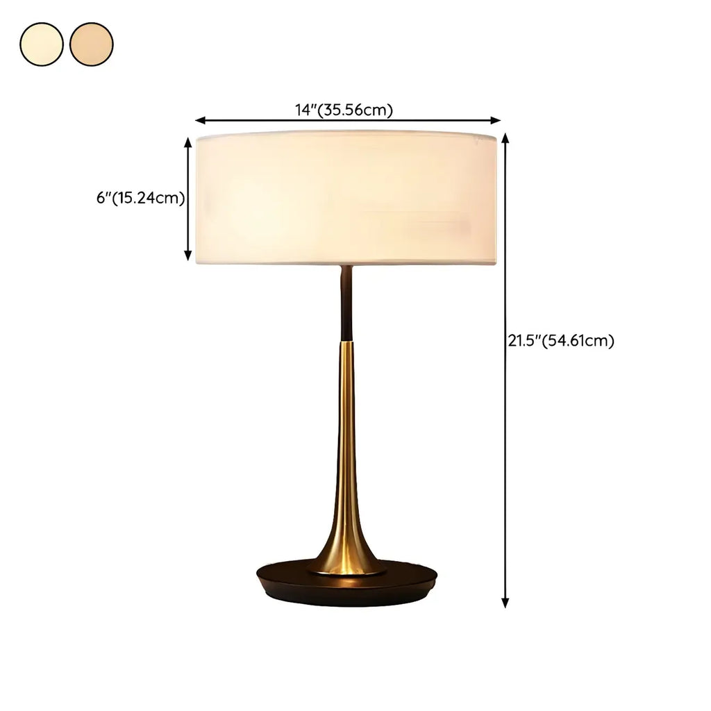Lampe de table moderne géométrique en tissu, à brancher, pour chambre à coucher
