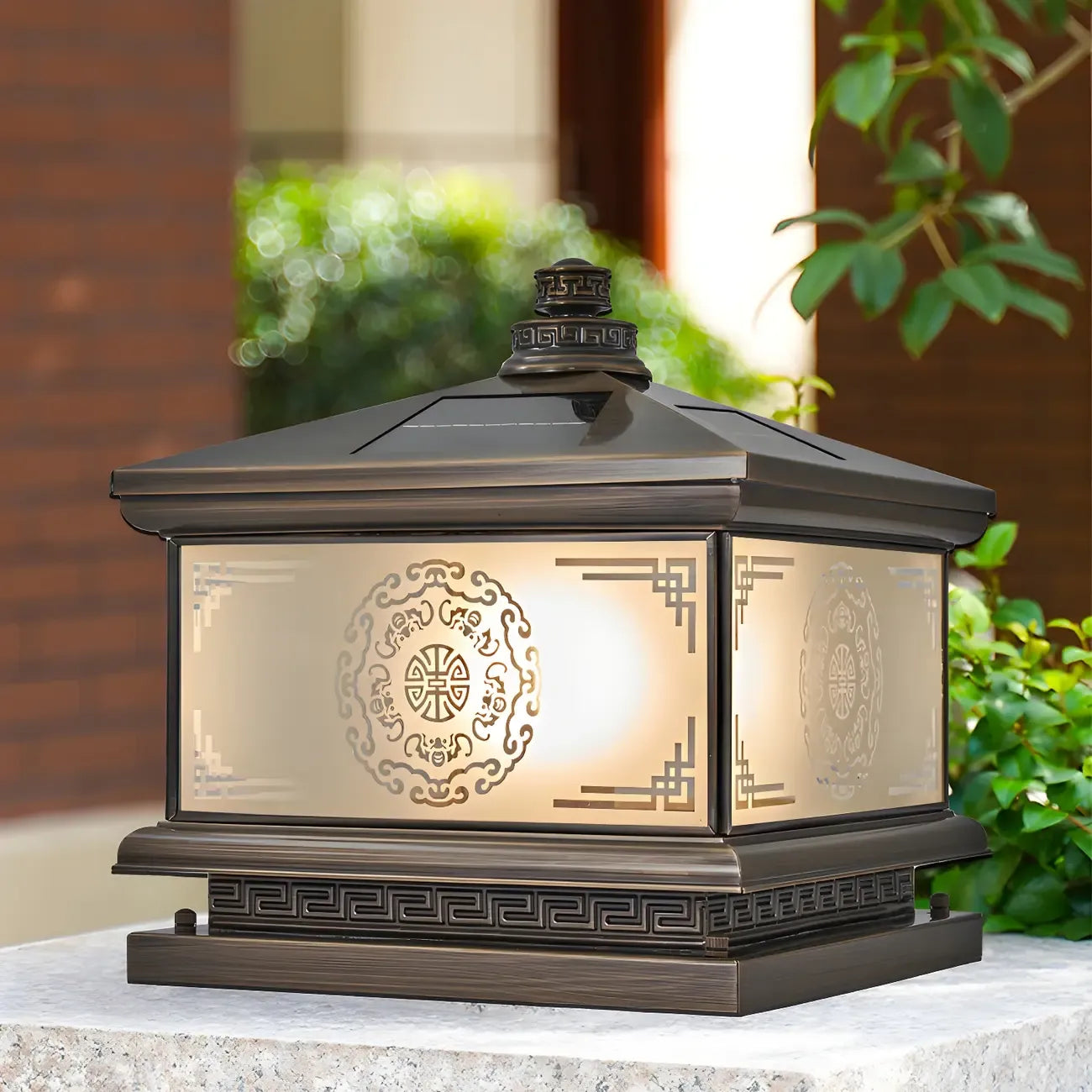 Lampe de table vintage en bronze, style lanterne artistique