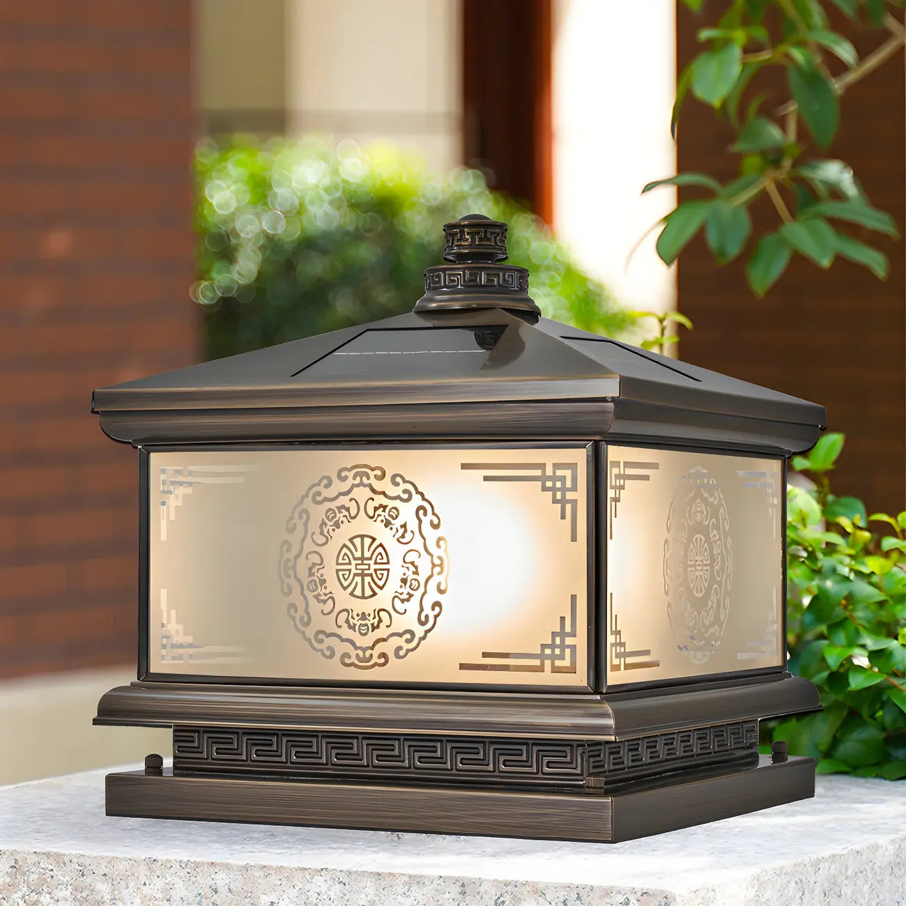 Lampe de table vintage en bronze, style lanterne artistique