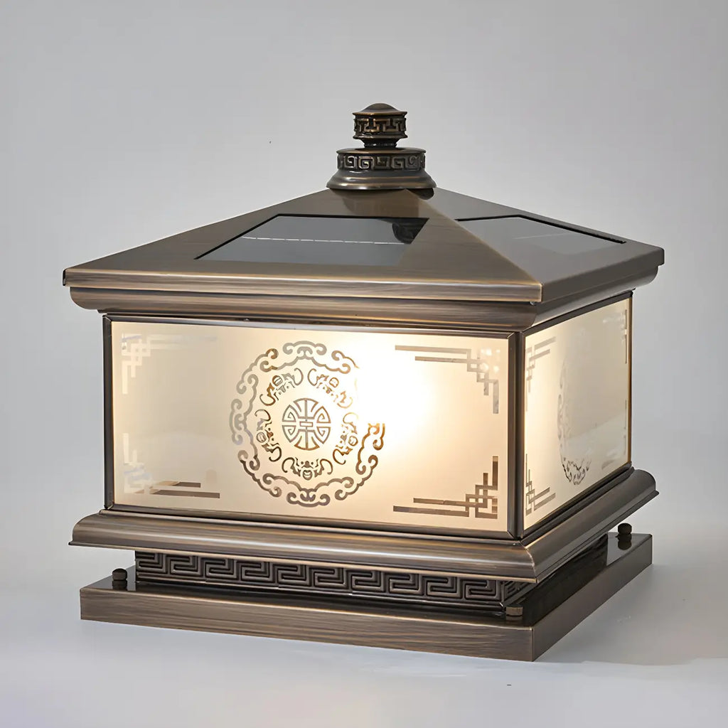 Lampe de table vintage en bronze, style lanterne artistique