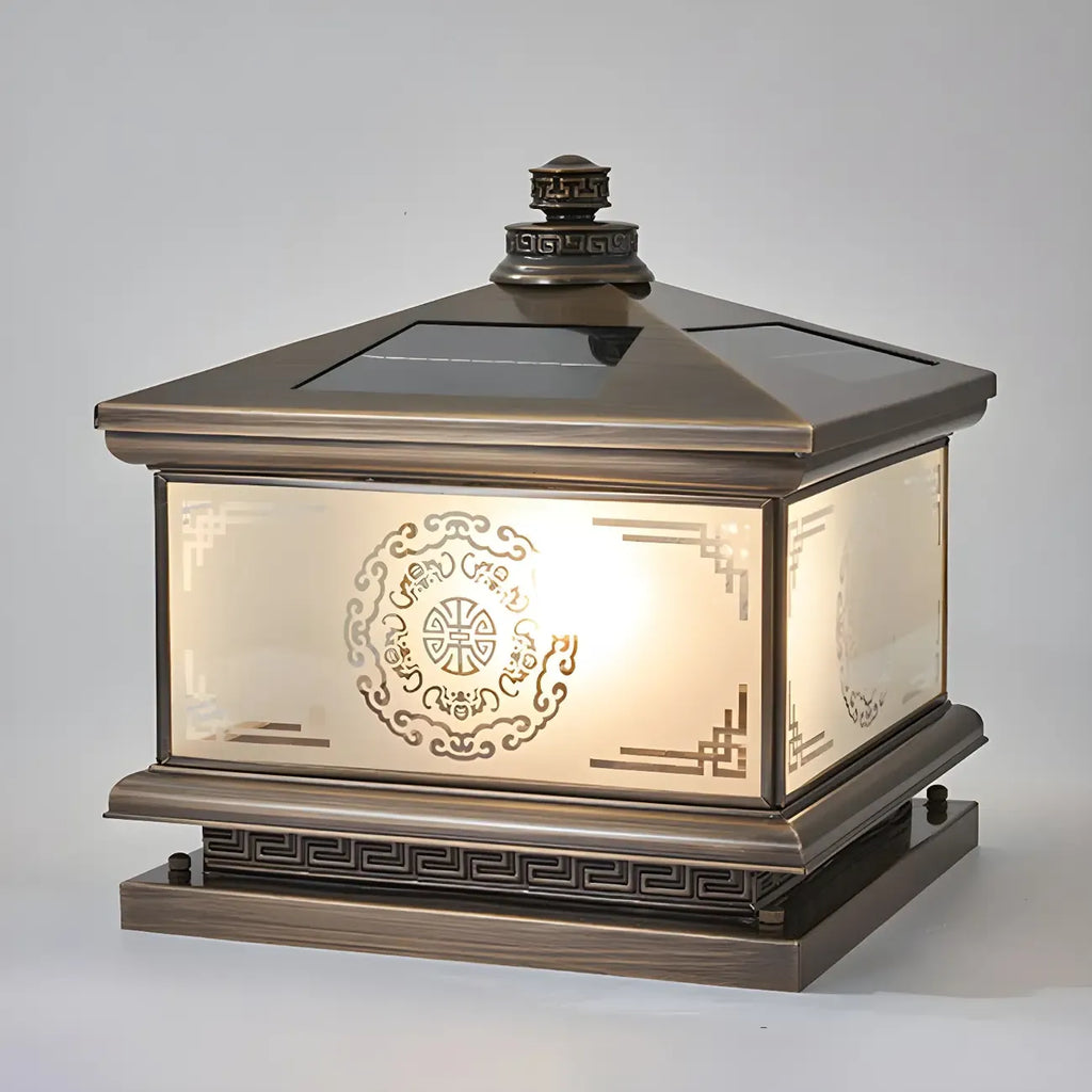 Lampe de table vintage en bronze, style lanterne artistique