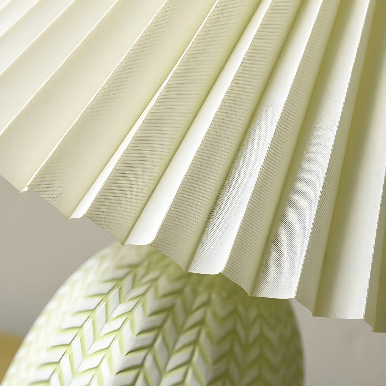 Lampe de table en céramique à abat-jour plissé style champêtre