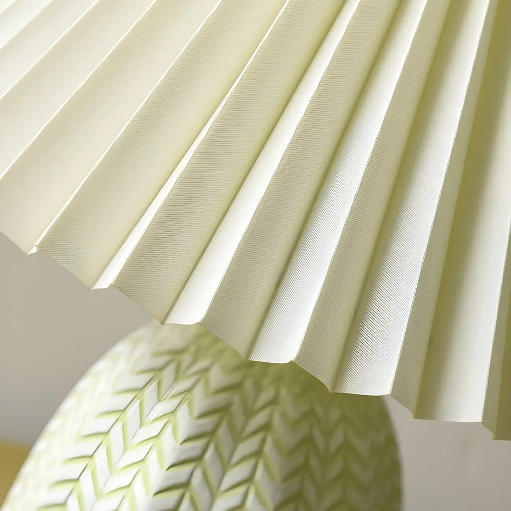 Lampe de table en céramique à abat-jour plissé style champêtre