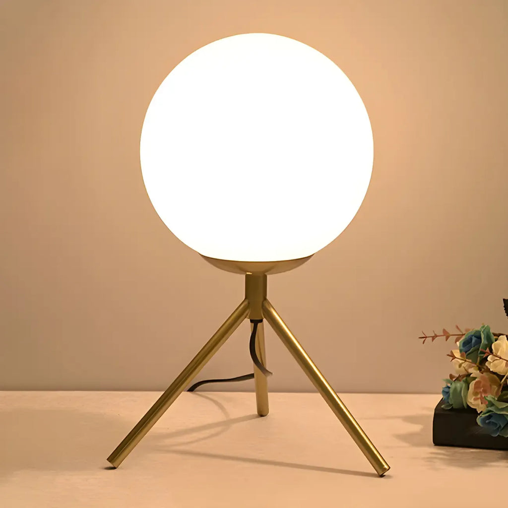 Lampe de chevet minimaliste en verre et métal, globe, pour chambre