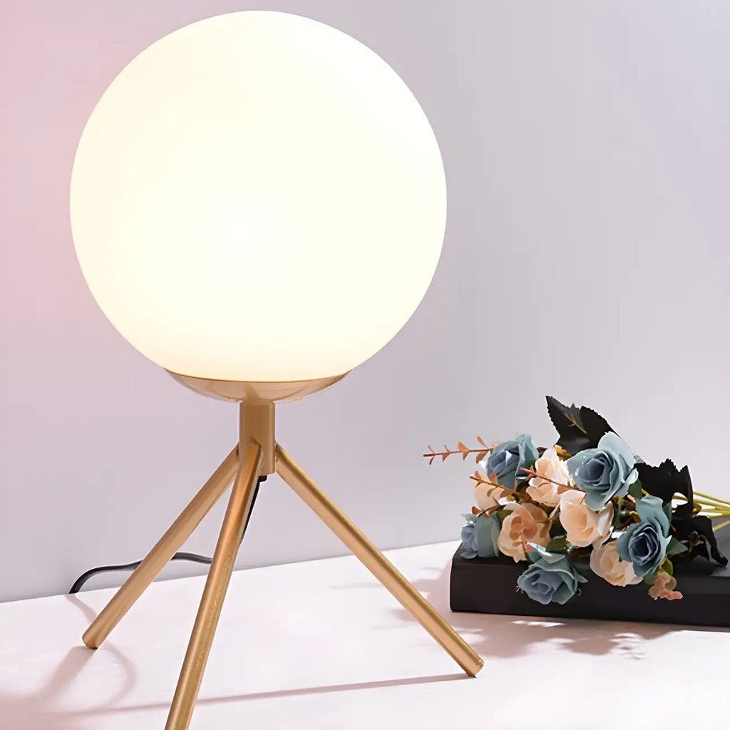 Lampe de chevet minimaliste en verre et métal, globe, pour chambre