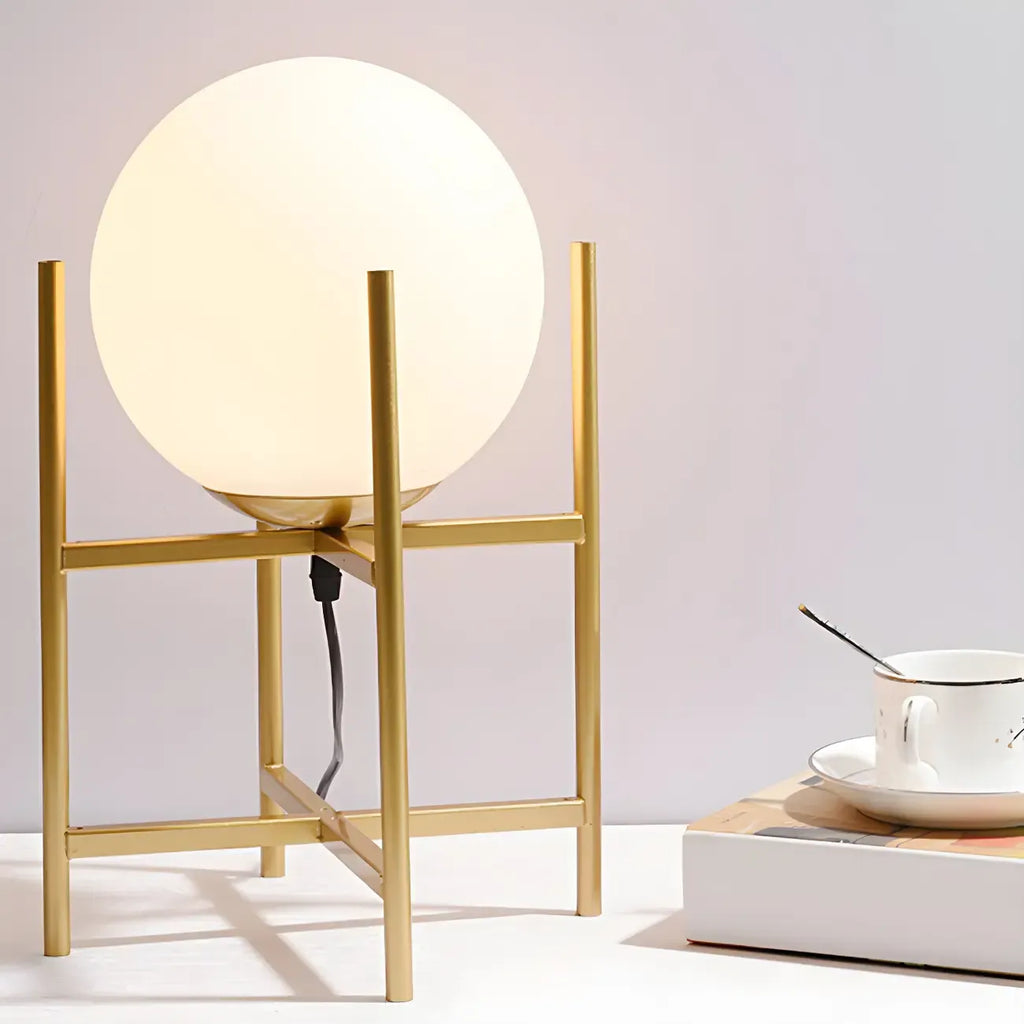 Lampe de chevet minimaliste en verre et métal, globe, pour chambre