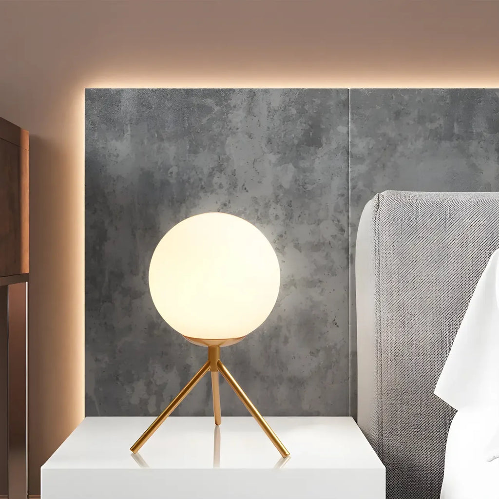 Lampe de chevet minimaliste en verre et métal, globe, pour chambre