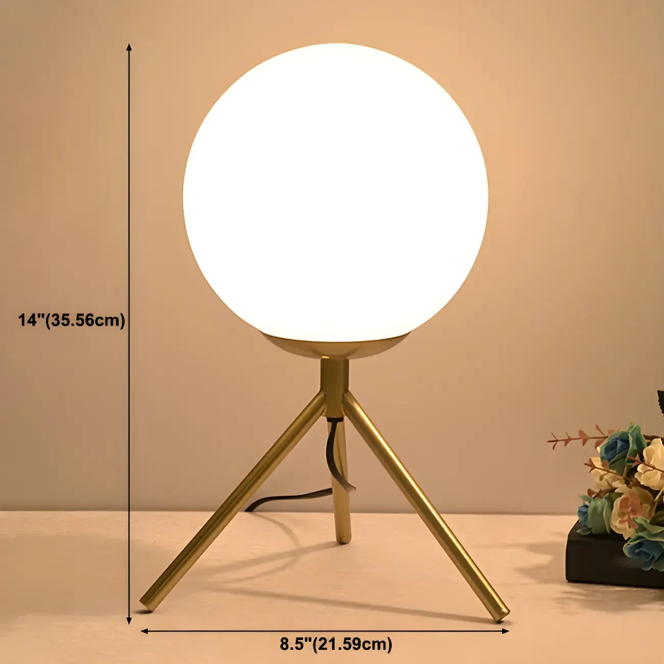 Lampe de chevet minimaliste en verre et métal, globe, pour chambre