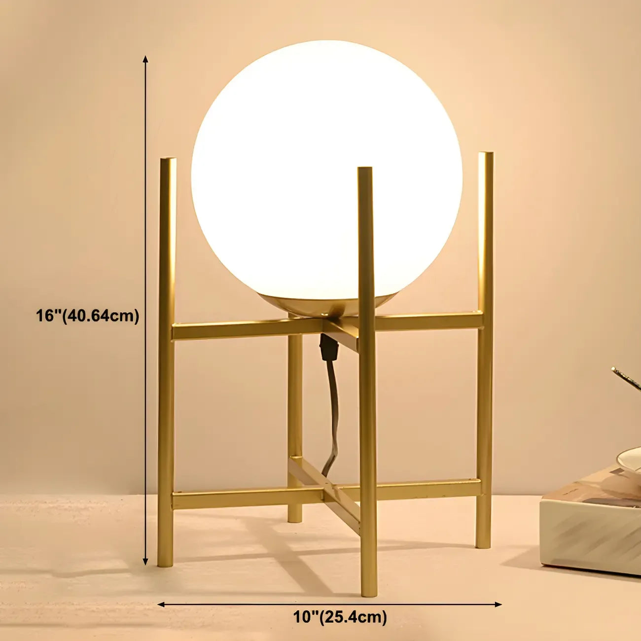 Lampe de chevet minimaliste en verre et métal, globe, pour chambre