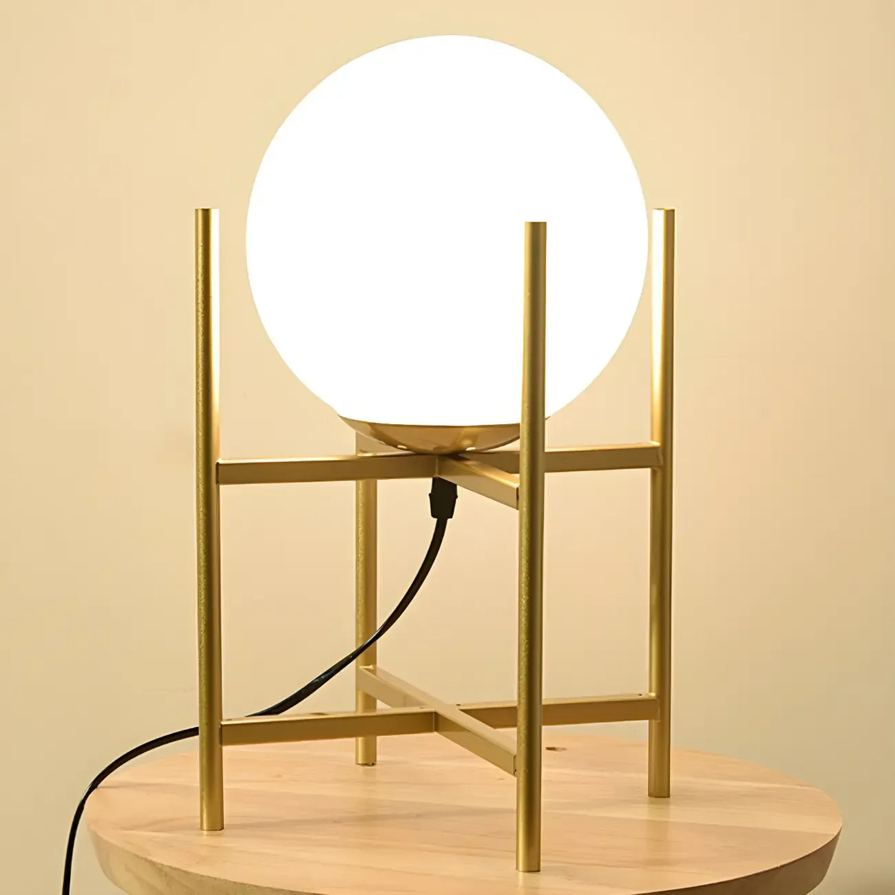 Lampe de chevet minimaliste en verre et métal, globe, pour chambre