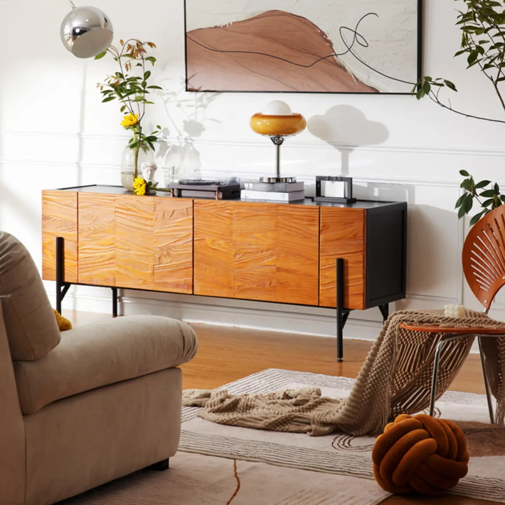 Meuble d'appoint marron autoportant de 72 pouces pour la décoration du salon