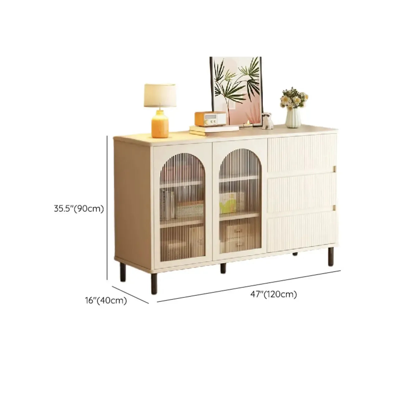 Meuble de rangement moderne pour salon avec 2 portes et 3 tiroirs