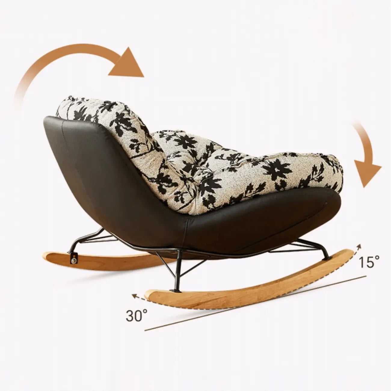 Fauteuil à bascule à oreilles rembourré et élégant pour salon