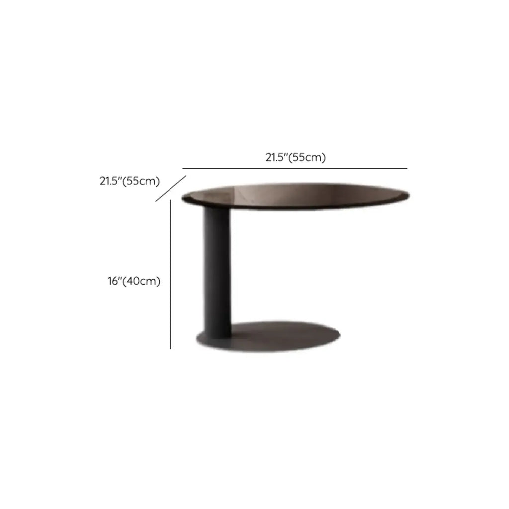 Table basse ronde en bois marron avec plateaux gigognes et 2 tiroirs