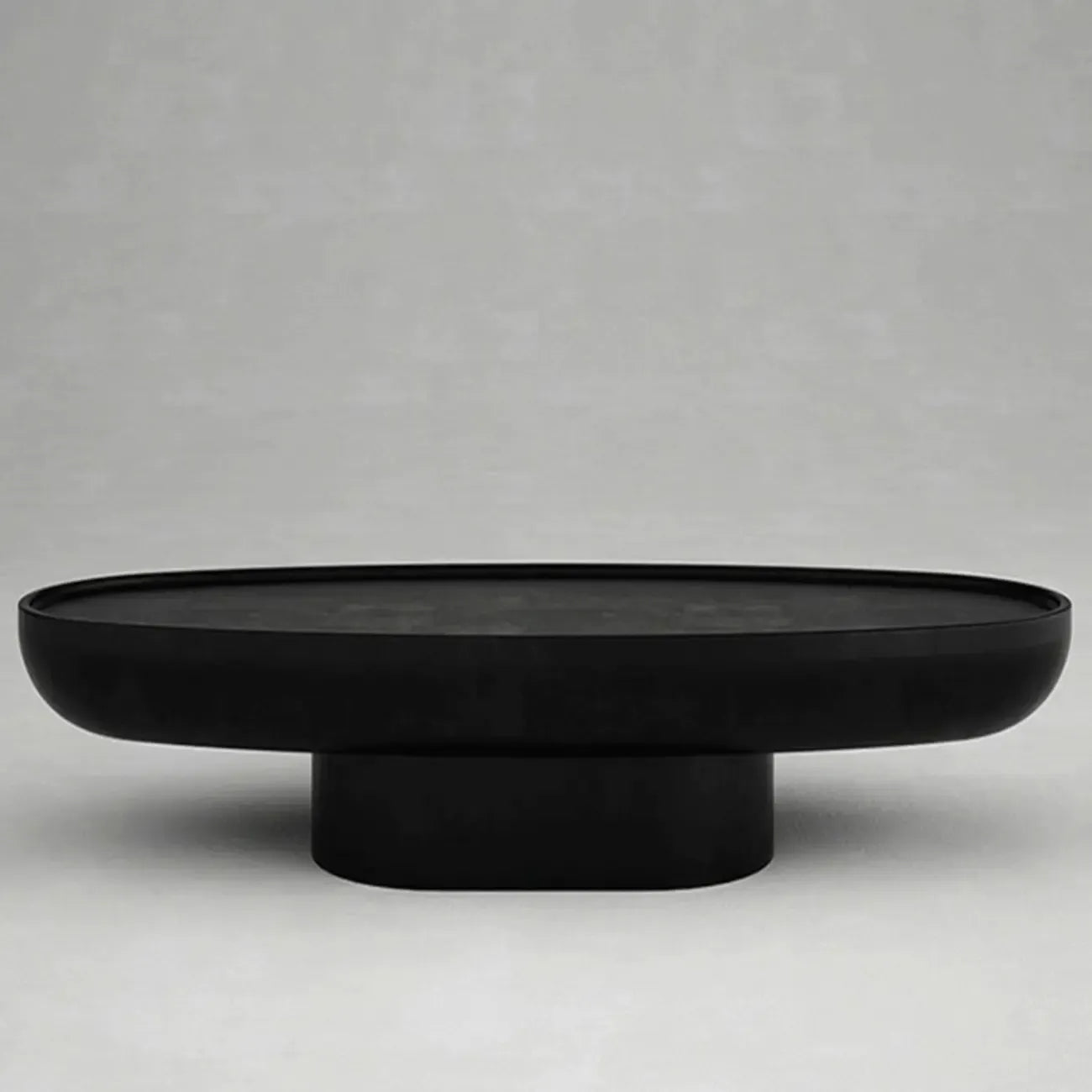 Table basse ronde moderne en fibre de verre noire avec plateau