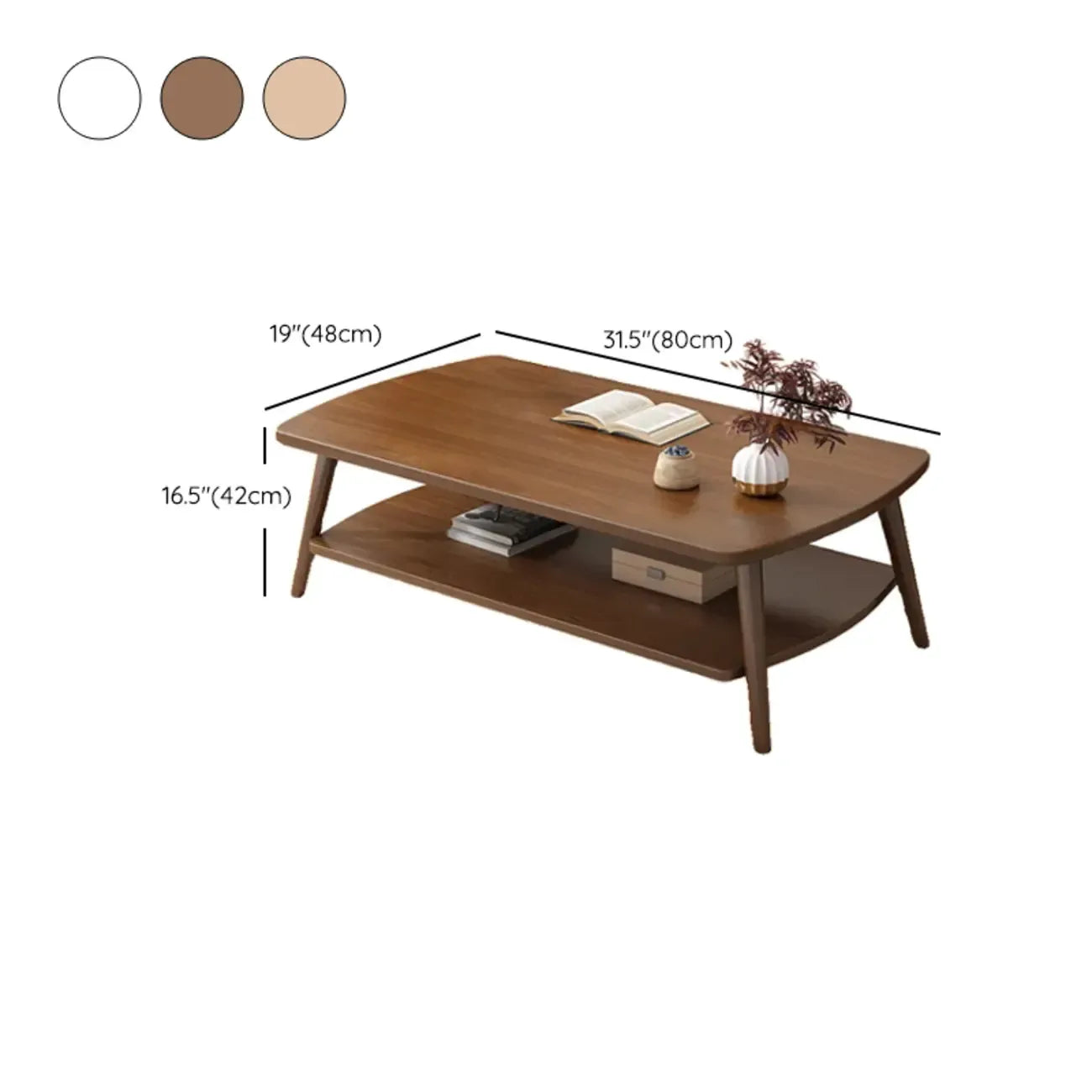 Table basse scandinave en bois à deux niveaux avec rangement