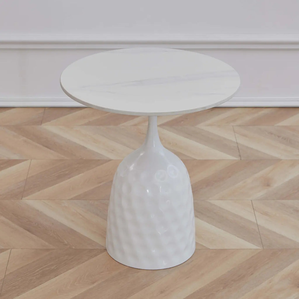 Table d'appoint ronde en marbre avec piédestal en métal pour salon