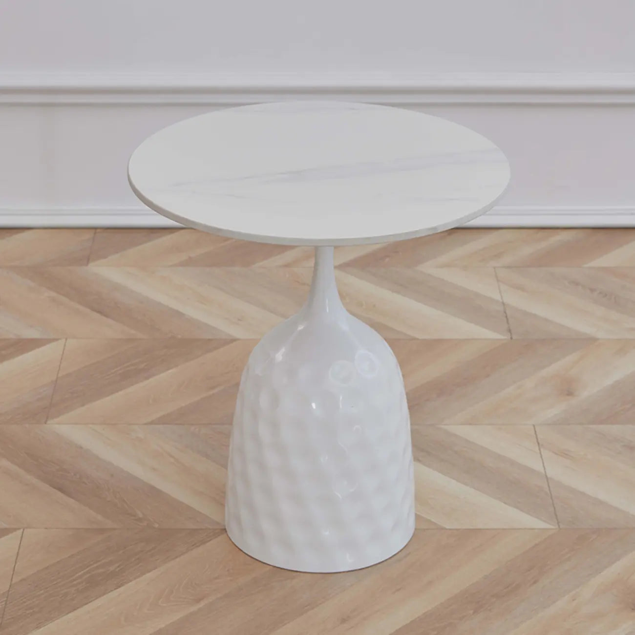 Table d'appoint ronde en marbre avec piédestal en métal pour salon