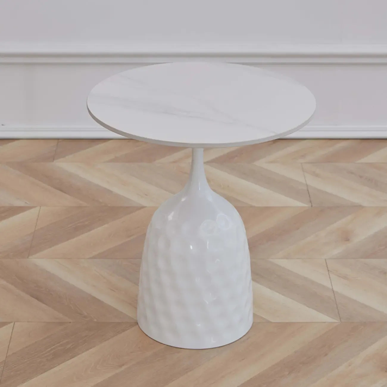 Table d'appoint ronde en marbre avec piédestal en métal pour salon