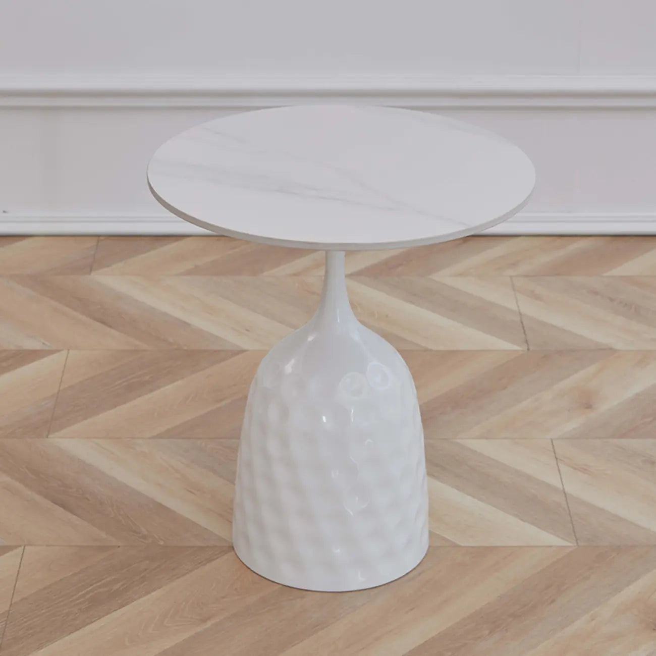 Table d'appoint ronde en marbre avec piédestal en métal pour salon