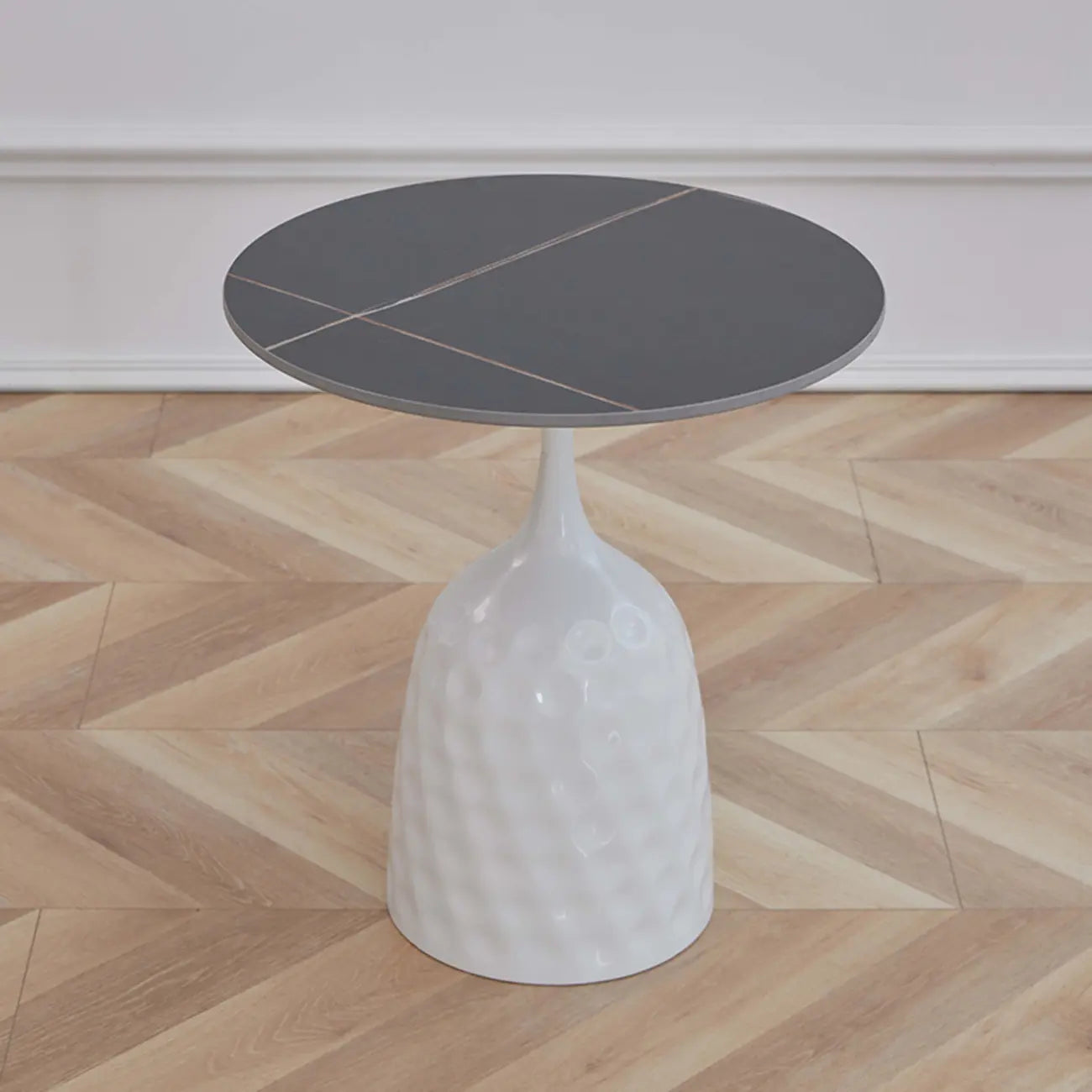 Table d'appoint ronde en marbre avec piédestal en métal pour salon