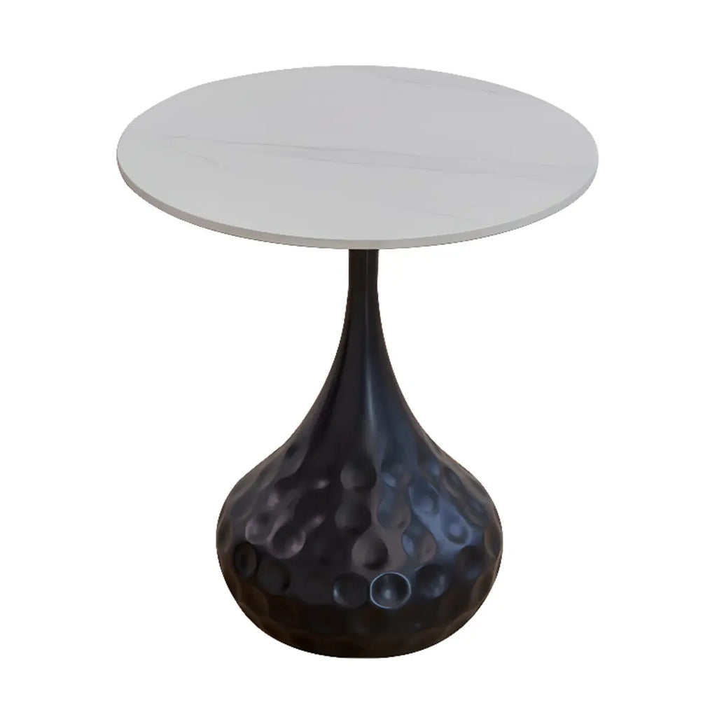 Table d'appoint ronde en marbre avec piédestal en métal pour salon