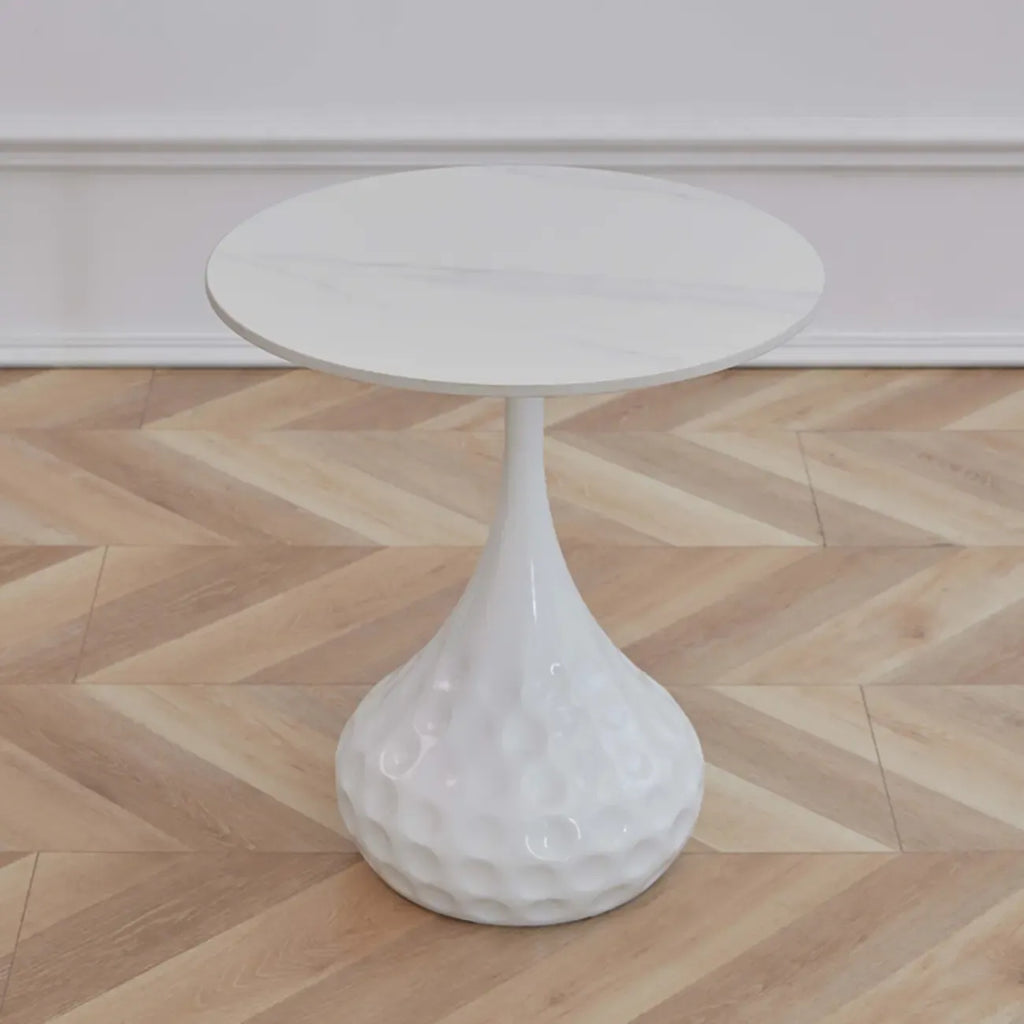 Table d'appoint ronde en marbre avec piédestal en métal pour salon