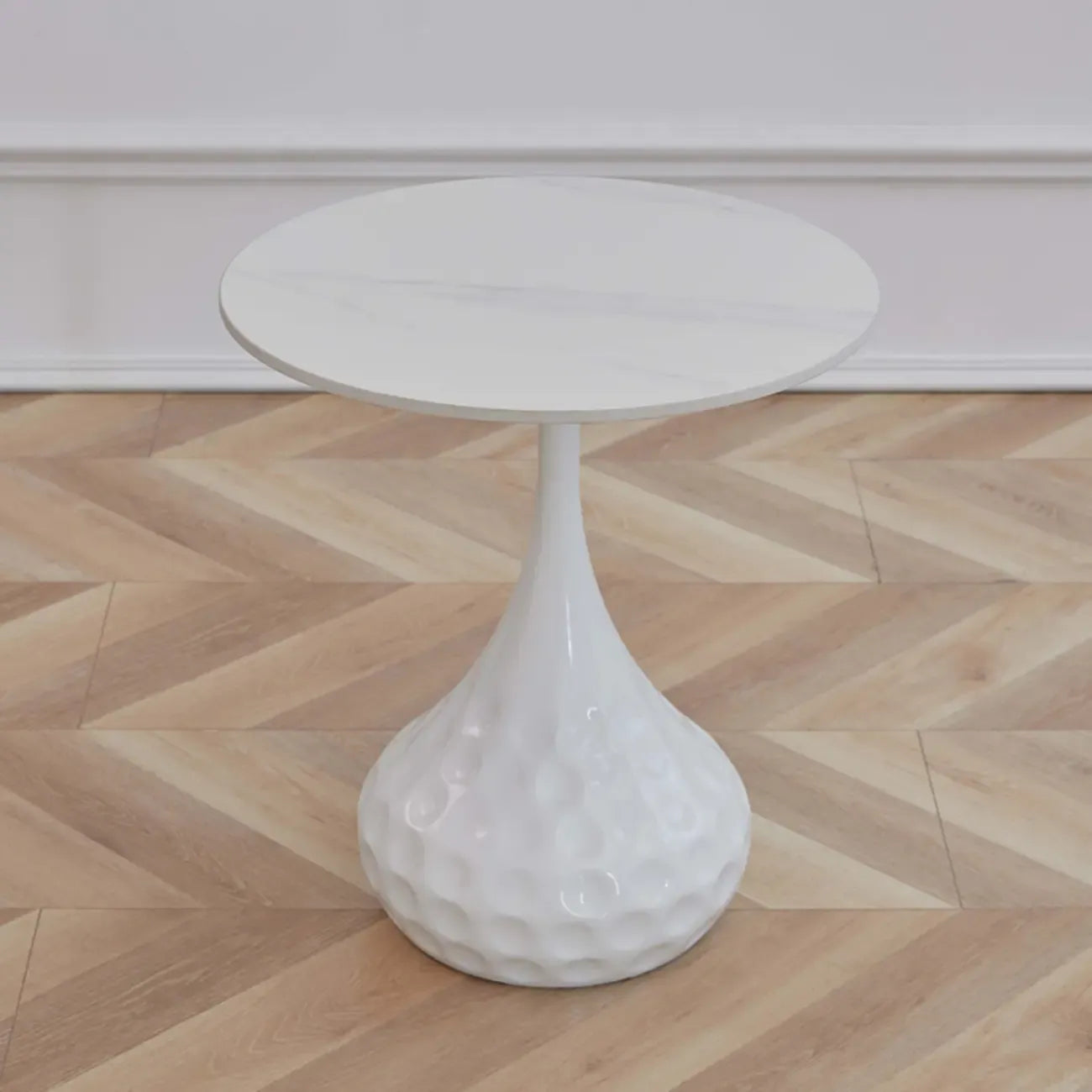 Table d'appoint ronde en marbre avec piédestal en métal pour salon