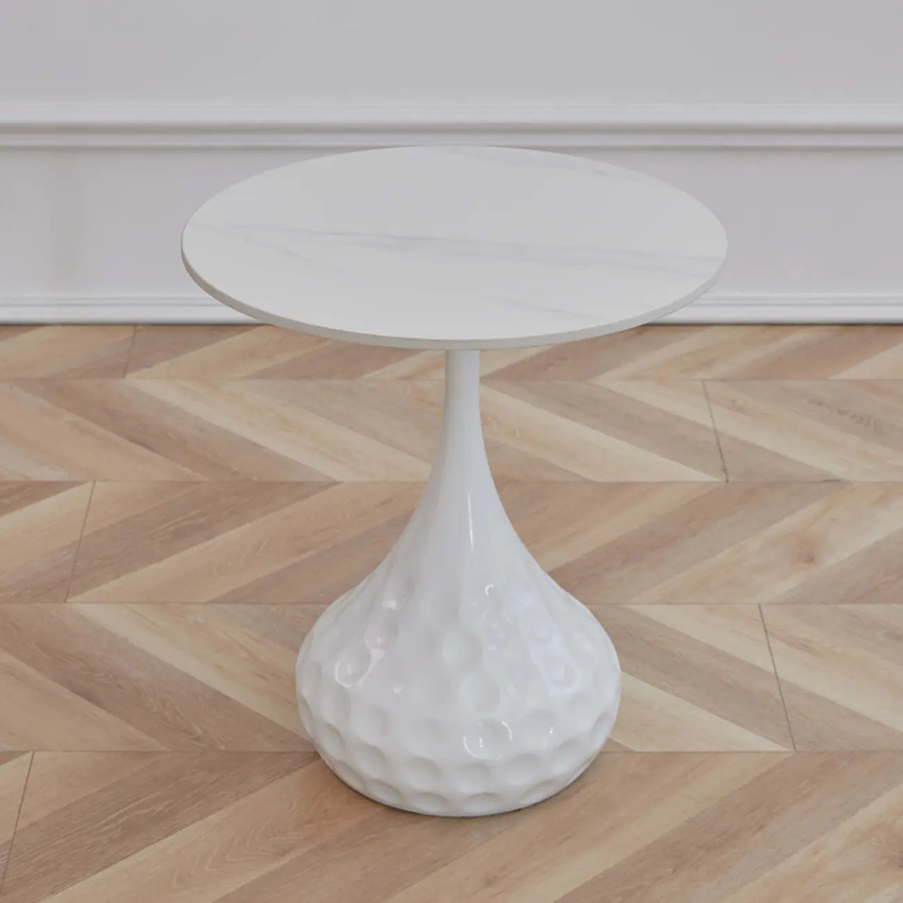 Table d'appoint ronde en marbre avec piédestal en métal pour salon