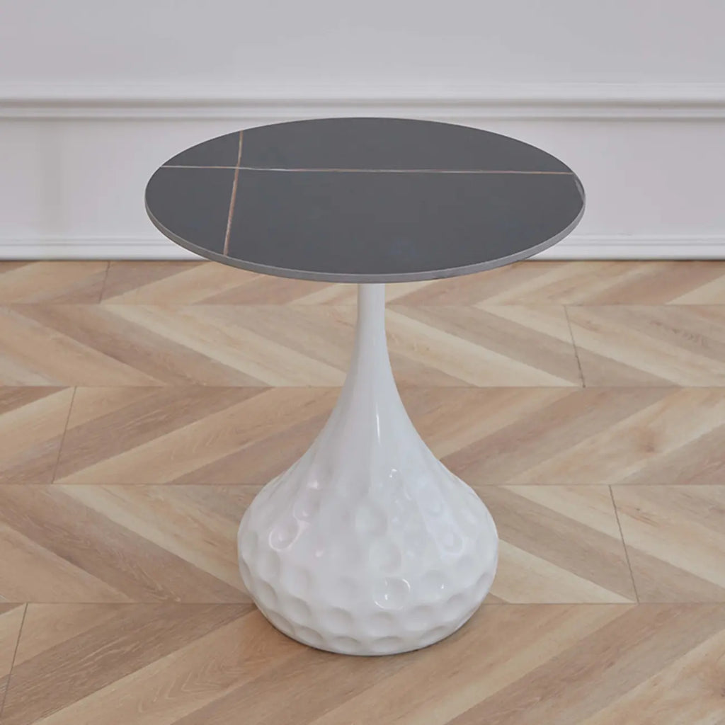 Table d'appoint ronde en marbre avec piédestal en métal pour salon